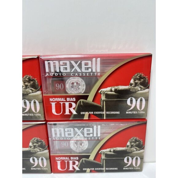 Maxwell UR90 Blank Cassette 90 Minutes Cassette Tape 4PC LOT Vintage New Sealed - Picture 4 of 6